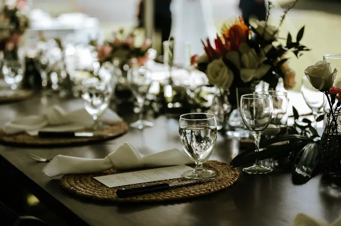 clear wine glasses on table